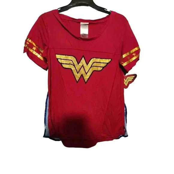 Junior's Wonder Women T-shirt with cape L - Picture 1 of 3
